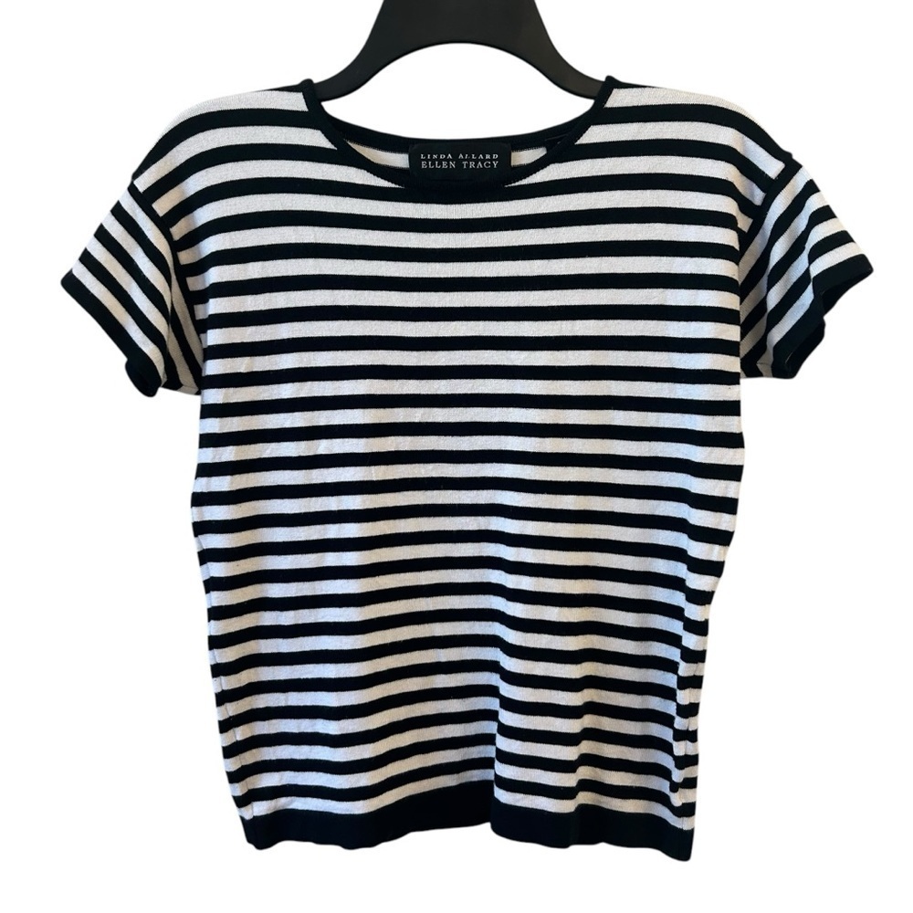 Black and White Striped Women Top